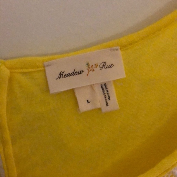 Anthropology Yellow w/ White Lace Overlay Peplum - Picture 2 of 4